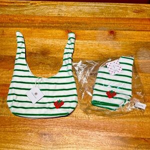 2 Kelly green stripe tote bags